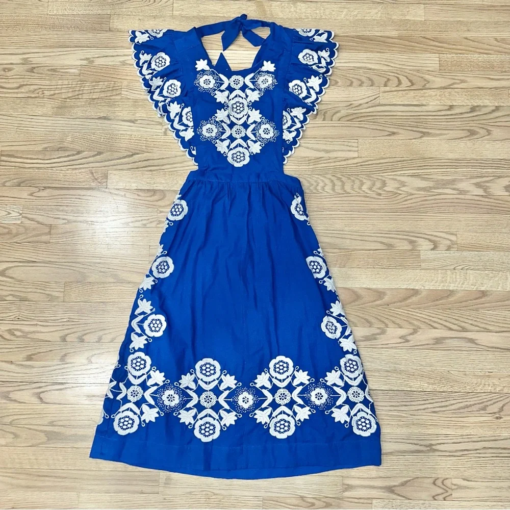 NWT SEA New York Manuela Embroidered Apron Midi Dress - Picture 2 of 10